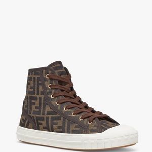 FENDI - Brown FF Jacquard Fabric High Tops